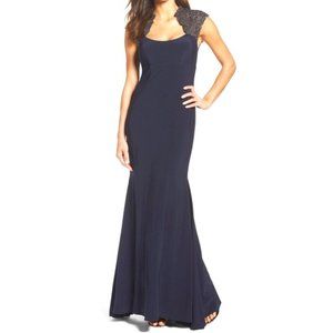 XSCAPE Navy Floor Length Dress